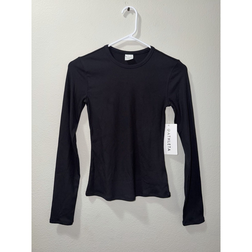 Women's Athleta Long Sleeve Shirt Signature rib top Size XXS Athleisure New